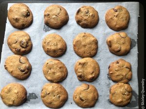 Baked cookies on a baking tray